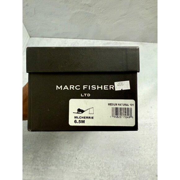 Marc Fisher Nude Chunky Heel‎ Mule Sandals Womens Size 6.5 Leather Square Toe - Picture 3 of 11